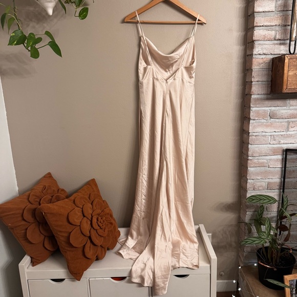FAME‎ AND PARTNERS Rosabel Light Nude Cowl Neck Silky Maxi Dress - Picture 5 of 7